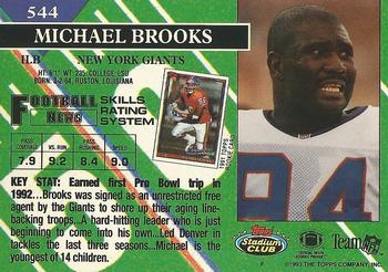 1993 Stadium Club - Members Only #544 Michael Brooks Back