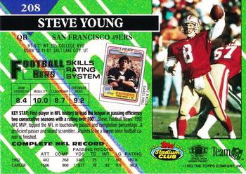 1993 Stadium Club - Super Teams Division Winners #208 Steve Young Back
