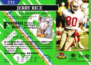 1993 Stadium Club - Super Teams Division Winners #232 Jerry Rice Back