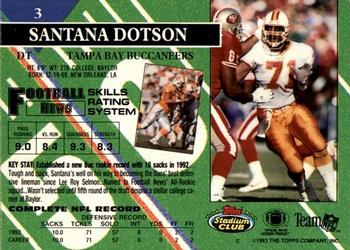 1993 Stadium Club - Super Bowl XXVIII Super Teams Exchange #3 Santana Dotson Back