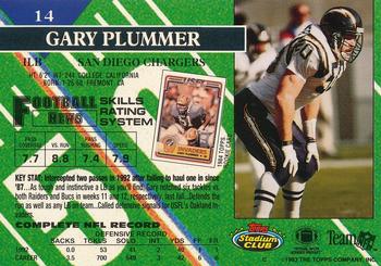 1993 Stadium Club - Super Bowl XXVIII Super Teams Exchange #14 Gary Plummer Back