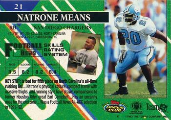 1993 Stadium Club - Super Bowl XXVIII Super Teams Exchange #21 Natrone Means Back