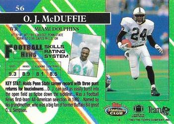 1993 Stadium Club - Super Bowl XXVIII Super Teams Exchange #56 O.J. McDuffie Back