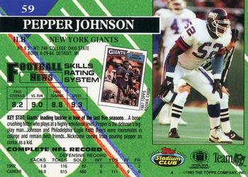 1993 Stadium Club - Super Bowl XXVIII Super Teams Exchange #59 Pepper Johnson Back