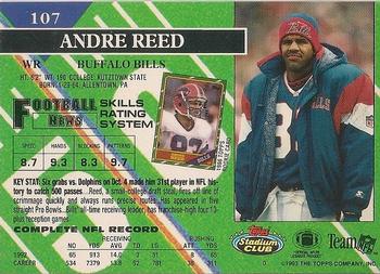 1993 Stadium Club - Super Bowl XXVIII Super Teams Exchange #107 Andre Reed Back