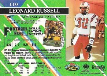 1993 Stadium Club - Super Bowl XXVIII Super Teams Exchange #110 Leonard Russell Back