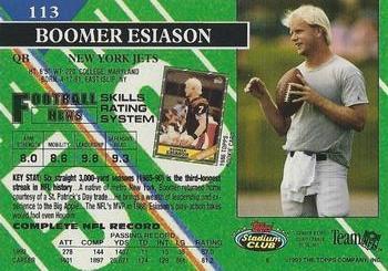 1993 Stadium Club - Super Bowl XXVIII Super Teams Exchange #113 Boomer Esiason Back