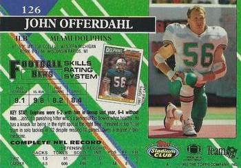 1993 Stadium Club - Super Bowl XXVIII Super Teams Exchange #126 John Offerdahl Back