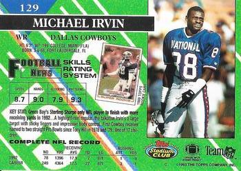 1993 Stadium Club - Super Bowl XXVIII Super Teams Exchange #129 Michael Irvin Back