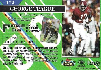 1993 Stadium Club - Super Bowl XXVIII Super Teams Exchange #172 George Teague Back