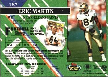 1993 Stadium Club - Super Bowl XXVIII Super Teams Exchange #187 Eric Martin Back