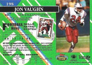 1993 Stadium Club - Super Bowl XXVIII Super Teams Exchange #198 Jon Vaughn Back