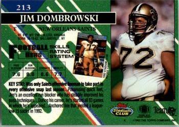 1993 Stadium Club - Super Bowl XXVIII Super Teams Exchange #213 Jim Dombrowski Back