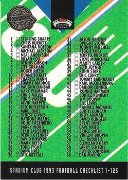 1993 Stadium Club - Super Bowl XXVIII Super Teams Exchange #239 Checklist: 1-125 Front