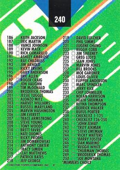 1993 Stadium Club - Super Bowl XXVIII Super Teams Exchange #240 Checklist: 126-250 Back