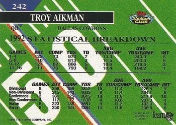 1993 Stadium Club - Super Bowl XXVIII Super Teams Exchange #242 Troy Aikman Back