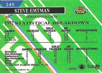 1993 Stadium Club - Super Bowl XXVIII Super Teams Exchange #243 Steve Emtman Back
