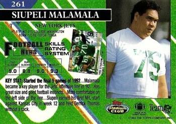 1993 Stadium Club - Super Bowl XXVIII Super Teams Exchange #261 Siupeli Malamala Back