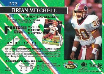 1993 Stadium Club - Super Bowl XXVIII Super Teams Exchange #272 Brian Mitchell Back