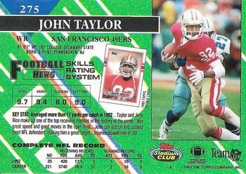 1993 Stadium Club - Super Bowl XXVIII Super Teams Exchange #275 John Taylor Back