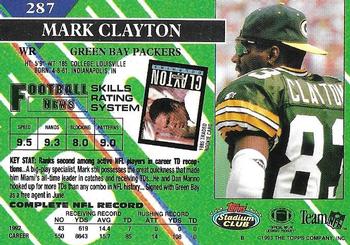 1993 Stadium Club - Super Bowl XXVIII Super Teams Exchange #287 Mark Clayton Back