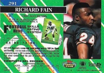 1993 Stadium Club - Super Bowl XXVIII Super Teams Exchange #291 Richard Fain Back