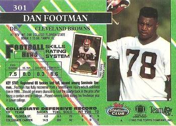 1993 Stadium Club - Super Bowl XXVIII Super Teams Exchange #301 Dan Footman Back