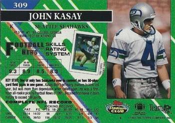 1993 Stadium Club - Super Bowl XXVIII Super Teams Exchange #309 John Kasay Back