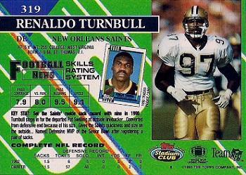 1993 Stadium Club - Super Bowl XXVIII Super Teams Exchange #319 Renaldo Turnbull Back