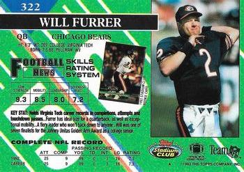 1993 Stadium Club - Super Bowl XXVIII Super Teams Exchange #322 Will Furrer Back