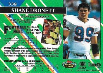 1993 Stadium Club - Super Bowl XXVIII Super Teams Exchange #338 Shane Dronett Back