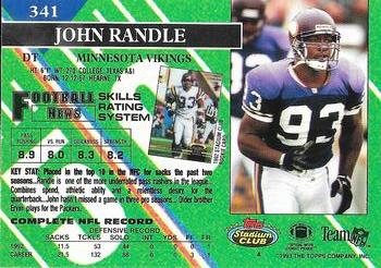 1993 Stadium Club - Super Bowl XXVIII Super Teams Exchange #341 John Randle Back