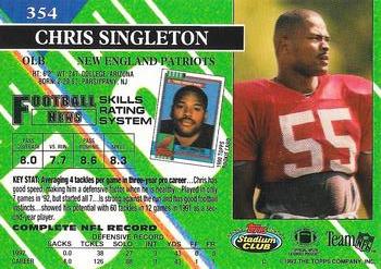 1993 Stadium Club - Super Bowl XXVIII Super Teams Exchange #354 Chris Singleton Back