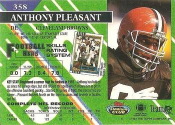 1993 Stadium Club - Super Bowl XXVIII Super Teams Exchange #358 Anthony Pleasant Back