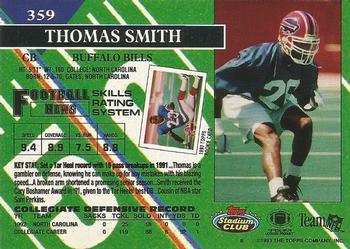 1993 Stadium Club - Super Bowl XXVIII Super Teams Exchange #359 Thomas Smith Back