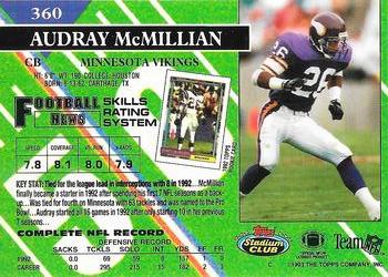 1993 Stadium Club - Super Bowl XXVIII Super Teams Exchange #360 Audray McMillian Back