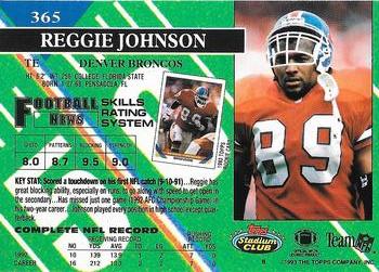 1993 Stadium Club - Super Bowl XXVIII Super Teams Exchange #365 Reggie Johnson Back