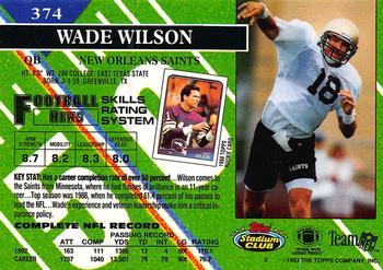 1993 Stadium Club - Super Bowl XXVIII Super Teams Exchange #374 Wade Wilson Back