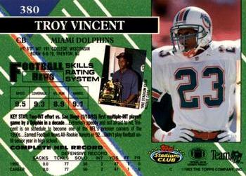 1993 Stadium Club - Super Bowl XXVIII Super Teams Exchange #380 Troy Vincent Back