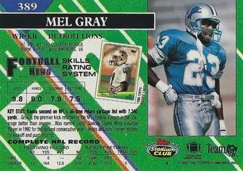 1993 Stadium Club - Super Bowl XXVIII Super Teams Exchange #389 Mel Gray Back