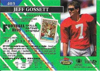 1993 Stadium Club - Super Bowl XXVIII Super Teams Exchange #403 Jeff Gossett Back