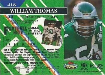 1993 Stadium Club - Super Bowl XXVIII Super Teams Exchange #418 William Thomas Back