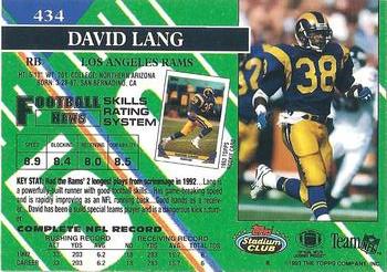 1993 Stadium Club - Super Bowl XXVIII Super Teams Exchange #434 David Lang Back