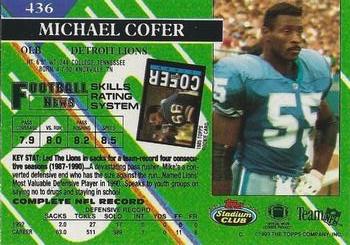 1993 Stadium Club - Super Bowl XXVIII Super Teams Exchange #436 Michael Cofer Back