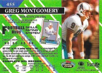 1993 Stadium Club - Super Bowl XXVIII Super Teams Exchange #455 Greg Montgomery Back