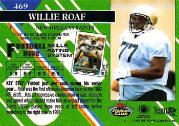 1993 Stadium Club - Super Bowl XXVIII Super Teams Exchange #469 Willie Roaf Back