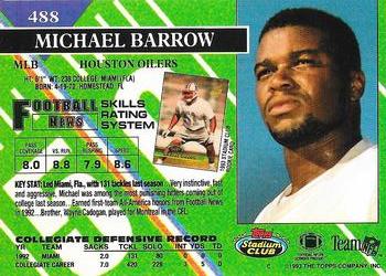 1993 Stadium Club - Super Bowl XXVIII Super Teams Exchange #488 Micheal Barrow Back