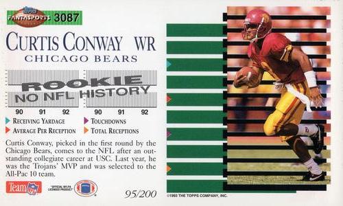 1993 Topps FantaSports #95 Curtis Conway Back