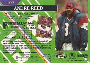 1993 Stadium Club #107 Andre Reed Back