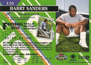 1993 Stadium Club #120 Barry Sanders Back